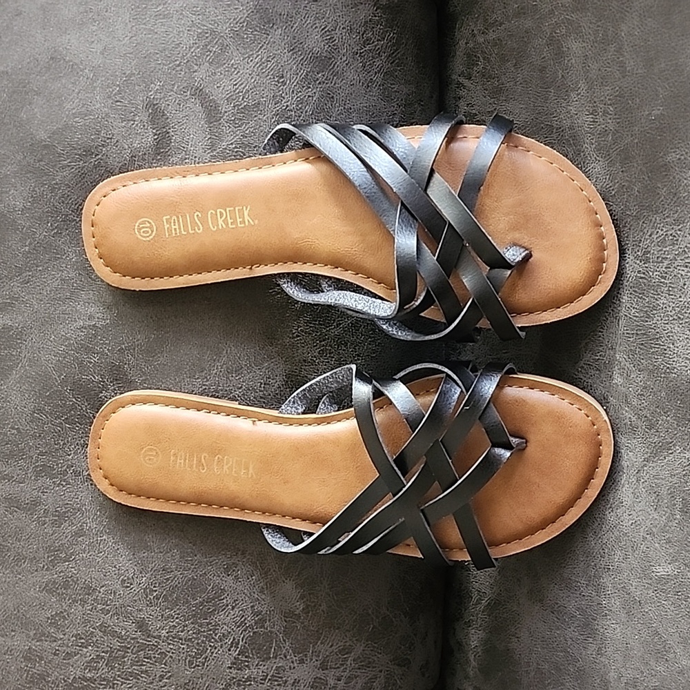 Black Leather Strap Sandal